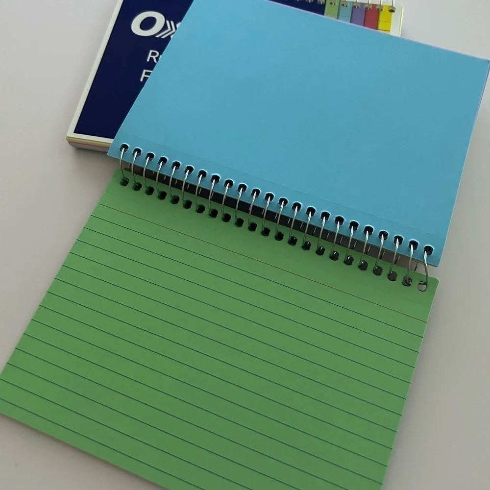 2 Oxford Spiral Ruled Index Cards, 4 x 6 Inches, Assorted Colors, 50 per Pack